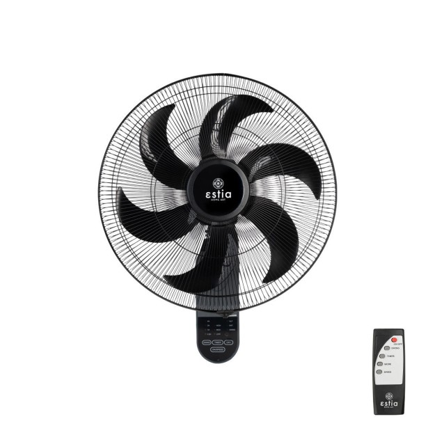 ESTIA ΑΝΕΜΙΣΤΗΡΑΣ ΕΠΙΤΟΙΧΙΟΣ BOW 45cm 75w ΜΑΥΡΟΣ ΜΕ ΜΕ ΤΗΛΕΧΕΙΡΙΣΤΗΡΙΟ
