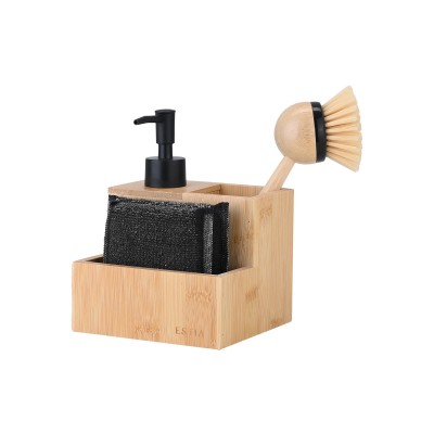 ESTIA ΔΟΧΕΙΟ ΥΓΡΟΥ ΠΙΑΤΩΝ BAMBOO ESSENTIALS ΜΕ ΣΦΟΥΓΓΑΡΙΑ ΚΑΙ ΒΟΥΡΤΣΑ