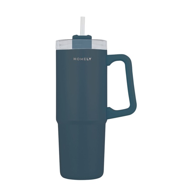 HOMELY ΘΕΡΜΟΣ STRAW TUMBLER 900ml INDIGO BLUE