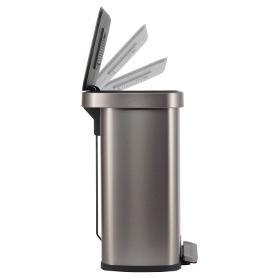 ESTIA ΚΑΔΟΣ ΑΠΟΡΡΙΜΑΤΩΝ FLATOP SOFT CLOSE 50lt ΜΑΤ ΙΝΟΞ