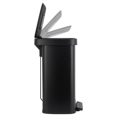 ESTIA ΚΑΔΟΣ ΑΠΟΡΡΙΜΑΤΩΝ FLATOP SOFT CLOSE 50lt ΜΑΤ ΜΑΥΡΟΣ