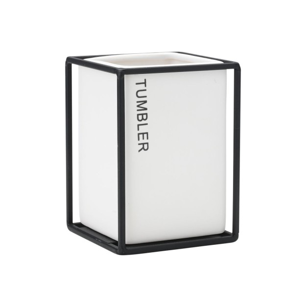 ESTIA ΠΟΤΗΡΑΚΙ ΜΠΑΝΙΟΥ CAGE ΚΕΡΑΜΙΚΟ ΛΕΥΚΟ ΜΕ ΜΕΤΑΛΛΙΚΟ ΠΛΑΙΣΙΟ