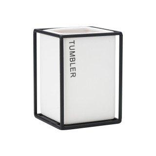 ESTIA ΠΟΤΗΡΑΚΙ ΜΠΑΝΙΟΥ CAGE ΚΕΡΑΜΙΚΟ ΛΕΥΚΟ ΜΕ ΜΕΤΑΛΛΙΚΟ ΠΛΑΙΣΙΟ