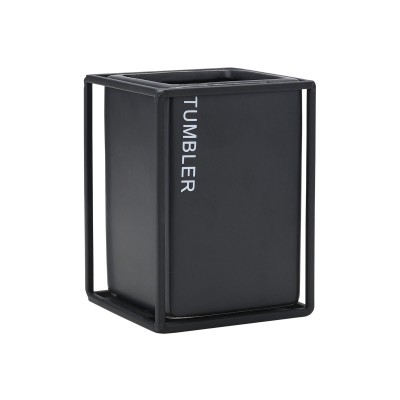 ESTIA ΠΟΤΗΡΑΚΙ ΜΠΑΝΙΟΥ CAGE ΚΕΡΑΜΙΚΟ ΜΑΥΡΟ ΜΕ ΜΕΤΑΛΛΙΚΟ ΠΛΑΙΣΙΟ