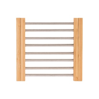 ESTIA ΒΑΣΗ ΜΑΓΕΙΡΙΚΟΥ ΣΚΕΥΟΥΣ BAMBOO ESSENTIALS ME ΑΝΟΞΕΙΔΩΤΟ ΑΤΣΑΛΙ ΠΤΥΣΣΟΜΕΝΗ 22x21.3x2.2cm