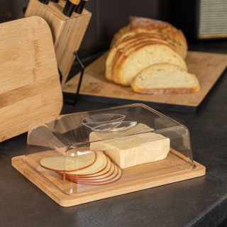 ESTIA ΒΑΣΗ ΤΥΡΙΩΝ BAMBOO ESSENTIALS ΜΕ ΠΛΑΣΤΙΚΌ ΚΑΠΑΚΙ 24x18x7.5cm