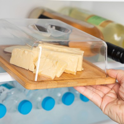 ESTIA ΒΑΣΗ ΤΥΡΙΩΝ BAMBOO ESSENTIALS ΜΕ ΠΛΑΣΤΙΚΌ ΚΑΠΑΚΙ 24x18x7.5cm