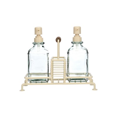 ESTIA ΔΟΧΕΙΑ ΥΓΡΟΥ ΠΙΑΤΩΝ ALLURE 2x300ml ΜΕ ΜΕΤΑΛΛΙΚΗ ΒΑΣΗ & ΘΗΚΗ ΓΙΑ ΣΦΟΥΓΓΑΡΙ IVORY