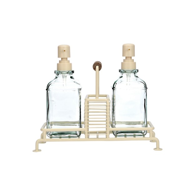 ESTIA ΔΟΧΕΙΑ ΥΓΡΟΥ ΠΙΑΤΩΝ ALLURE 2x300ml ΜΕ ΜΕΤΑΛΛΙΚΗ ΒΑΣΗ & ΘΗΚΗ ΓΙΑ ΣΦΟΥΓΓΑΡΙ IVORY