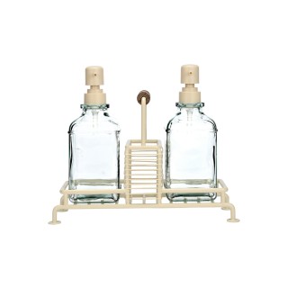 ESTIA ΔΟΧΕΙΑ ΥΓΡΟΥ ΠΙΑΤΩΝ ALLURE 2x300ml ΜΕ ΜΕΤΑΛΛΙΚΗ ΒΑΣΗ & ΘΗΚΗ ΓΙΑ ΣΦΟΥΓΓΑΡΙ IVORY