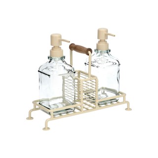 ESTIA ΔΟΧΕΙΑ ΥΓΡΟΥ ΠΙΑΤΩΝ ALLURE 2x300ml ΜΕ ΜΕΤΑΛΛΙΚΗ ΒΑΣΗ & ΘΗΚΗ ΓΙΑ ΣΦΟΥΓΓΑΡΙ IVORY