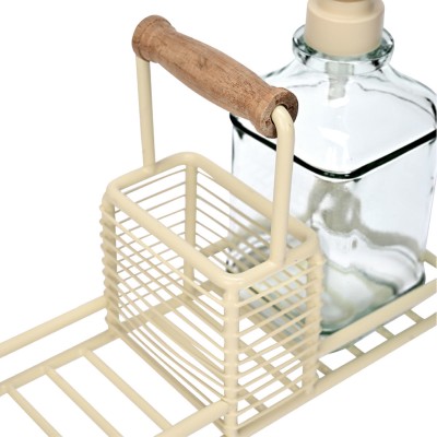 ESTIA ΔΟΧΕΙΑ ΥΓΡΟΥ ΠΙΑΤΩΝ ALLURE 2x300ml ΜΕ ΜΕΤΑΛΛΙΚΗ ΒΑΣΗ & ΘΗΚΗ ΓΙΑ ΣΦΟΥΓΓΑΡΙ IVORY