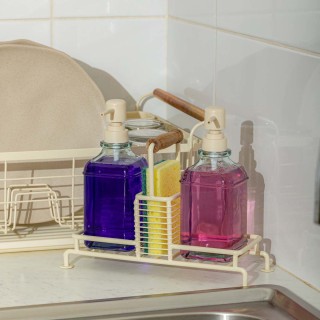 ESTIA ΔΟΧΕΙΑ ΥΓΡΟΥ ΠΙΑΤΩΝ ALLURE 2x300ml ΜΕ ΜΕΤΑΛΛΙΚΗ ΒΑΣΗ & ΘΗΚΗ ΓΙΑ ΣΦΟΥΓΓΑΡΙ IVORY