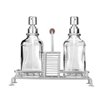 ESTIA ΔΟΧΕΙΑ ΥΓΡΟΥ ΠΙΑΤΩΝ ALLURE 2x300ml ΜΕ ΜΕΤΑΛΛΙΚΗ ΒΑΣΗ & ΘΗΚΗ ΓΙΑ ΣΦΟΥΓΓΑΡΙ ΑΣΗΜΙ
