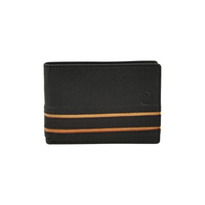 Δερμάτινο Ανδρικό Πορτοφόλι Μαύρο/Κίτρινο Daston 062