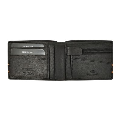 Δερμάτινο Ανδρικό Πορτοφόλι Μαύρο/Κίτρινο Daston 062