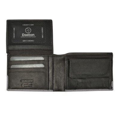 Δερμάτινο Ανδρικό Πορτοφόλι Μαύρο/Γκρι Daston 064