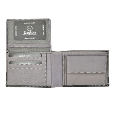 Δερμάτινο Ανδρικό Πορτοφόλι Γκρι/Μαύρο Daston 064