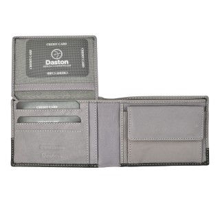 Δερμάτινο Ανδρικό Πορτοφόλι Γκρι/Μαύρο Daston 064