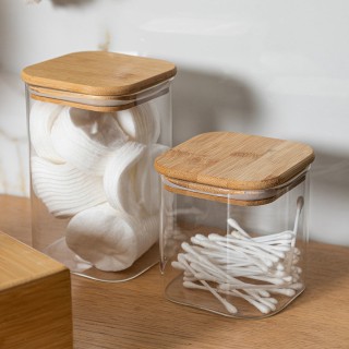 ESTIA ΔΟΧΕΙΟ ΑΠΟΘΗΚΕΥΣΗΣ BAMBOO ESSENTIALS 550ml ΓΥΑΛΙΝΟ ΜΕ ΚΑΠΆΚΙ