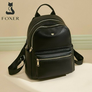 Foxer 9111059F Δερμάτινη Γυναικεία Τσάντα Πλάτης Μαύρη