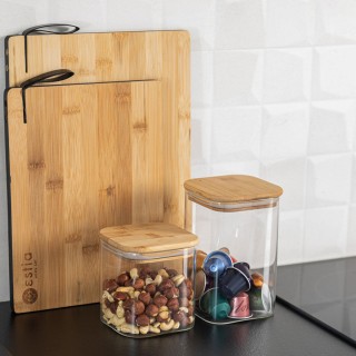 ESTIA ΔΟΧΕΙΟ ΑΠΟΘΗΚΕΥΣΗΣ BAMBOO ESSENTIALS 950ml ΓΥΑΛΙΝΟ ΜΕ ΚΑΠΆΚΙ