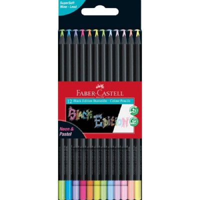 Faber-Castell Black Edition Neon & Pastel Σετ Ξυλομπογιές 12τμχ