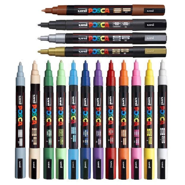 Posca Ανεξίτηλοι Μαρκαδόροι 0.9-1.3mm 16τμχ