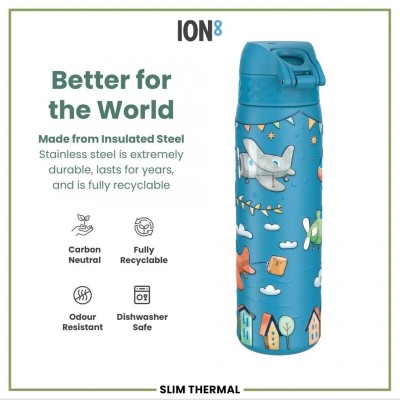 Ion8 Παιδικό Παγούρι Θερμός Ανοξείδωτο 500ml I8TS500PBPLANES