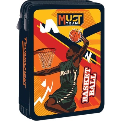 Διακάκης Must Κασετίνα Γεμάτη με 2 Θήκες ''Basketball'' Πορτοκαλί 000586336