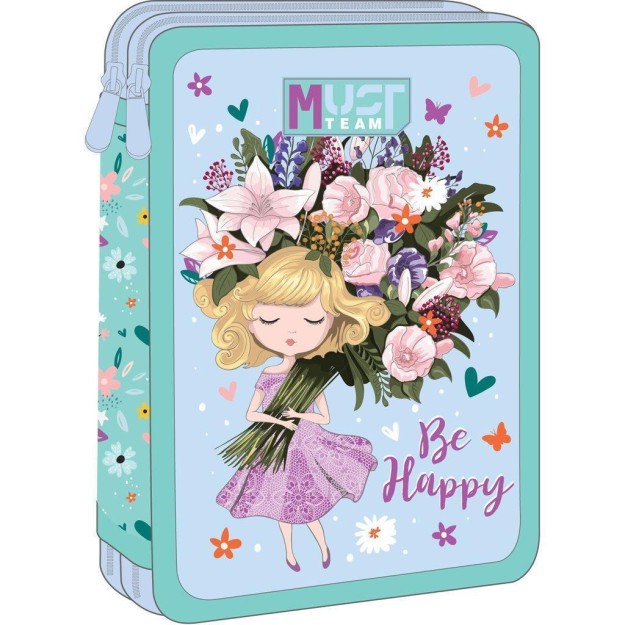 Διακάκης Must Κασετίνα Διπλή Γεμάτη ''Be Happy'' 15x5x21 000586724
