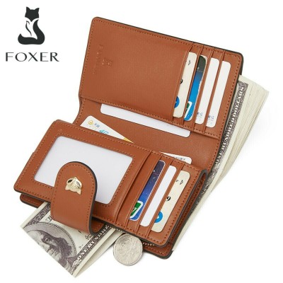 Foxer Μικρό Δερμάτινο Γυναικείο Πορτοφόλι Καφέ 230046F