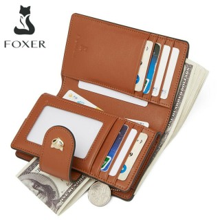 Foxer Μικρό Δερμάτινο Γυναικείο Πορτοφόλι Καφέ 230046F