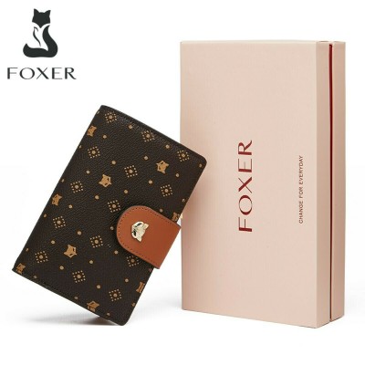 Foxer Μικρό Δερμάτινο Γυναικείο Πορτοφόλι Καφέ 230046F