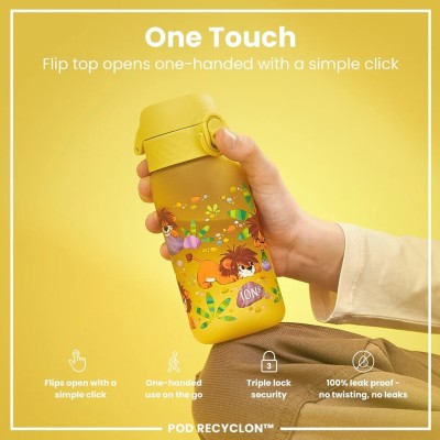 Ion8 Παιδικό Παγούρι Πλαστικό Non Spill Κίτρινο 350ml I8RF350PYLION Λιοντάρι