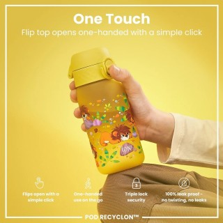 Ion8 Παιδικό Παγούρι Πλαστικό Non Spill Κίτρινο 350ml I8RF350PYLION Λιοντάρι