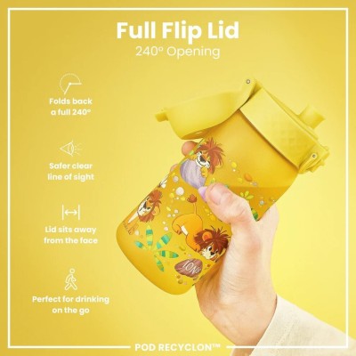 Ion8 Παιδικό Παγούρι Πλαστικό Non Spill Κίτρινο 350ml I8RF350PYLION Λιοντάρι