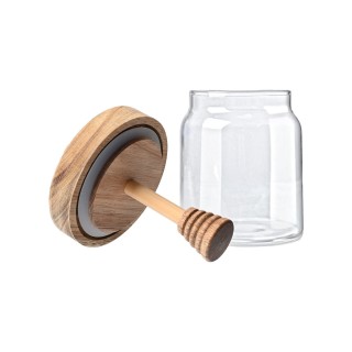 ESTIA ΔΟΧΕΙΟ ΜΕΛΙΟΥ ALLURE ΓΥΑΛΙΝΟ 450ml 9x9x13.5cm ΜΕ ΚΟΥΤΑΛΙ ΜΕΛΙΟΥ