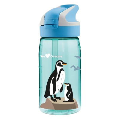 Laken Penguin Παιδικό Παγούρι Πλαστικό με Καλαμάκι Γαλάζιο 450ml GTNSP