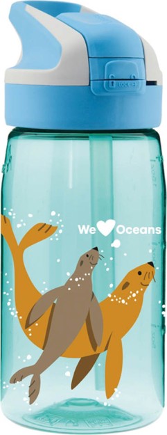 Laken Παιδικό Παγούρι Πλαστικό με Καλαμάκι Γαλάζιο 450ml GTNSF