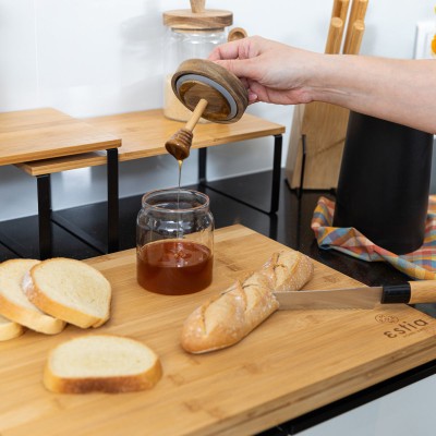 ESTIA ΔΟΧΕΙΟ ΜΕΛΙΟΥ ALLURE ΓΥΑΛΙΝΟ 450ml 9x9x13.5cm ΜΕ ΚΟΥΤΑΛΙ ΜΕΛΙΟΥ