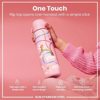 Ion8 Fairy Παιδικό Παγούρι Ανοξείδωτο Non Spill Ροζ 600ml I8SS600PPFAIRY