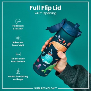 Ion8 Slimkids Παιδικό Παγούρι Πλαστικό Μπλε 500ml (Διάφορα Σχέδια/Χρώματα) I8RF500PTWHALES