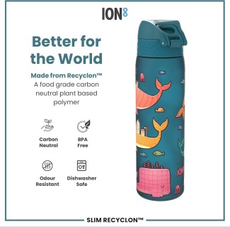 Ion8 Slimkids Παιδικό Παγούρι Πλαστικό Μπλε 500ml (Διάφορα Σχέδια/Χρώματα) I8RF500PTWHALES