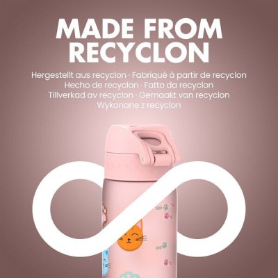 Ion8 Πλαστικό Παγούρι Slim Cats σε Ροζ χρώμα I8RF500PRCATS 600ml