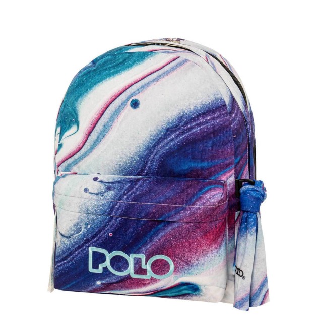 Polo Original Double Scarf Σχολική Τσάντα Πλάτης Γυμνασόυ-Λυκείου Πολύχρωμη με Θήκη για Παγούρι 30lt 9-01-202-8343