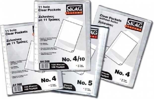 Skag Πλαστικές Ζελατίνες για Έγγραφα Τύπου "Π" A4 με Τρύπες 10τμχ No.4 10 Τμχ. 221627