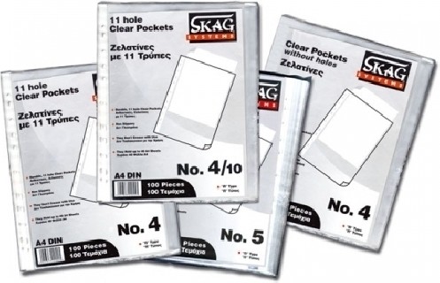 Skag Πλαστικές Ζελατίνες για Έγγραφα Τύπου "Π" A4 με Τρύπες 10τμχ No.4 10 Τμχ. 221627