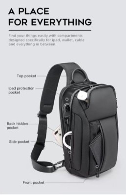 Bange Ανδρική Τσάντα Στήθους σε Μαύρο χρώμα 7566