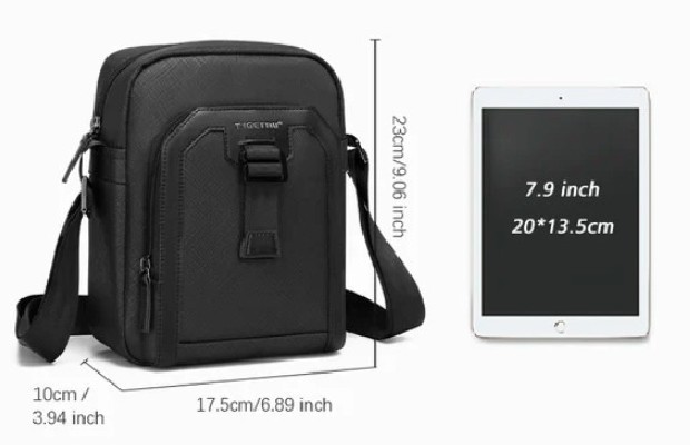 Τigernu L-5209 Ανδρική Τσάντα Ώμου Χιαστί Μαύρη Αδιάβροχη